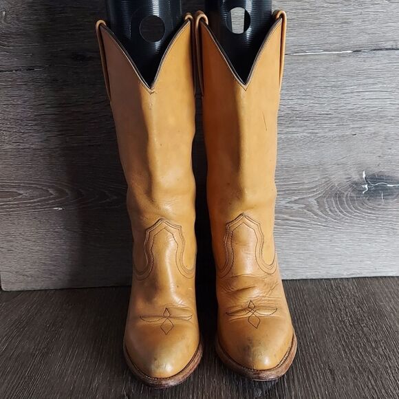 Vintage Frye Heeled Pull On Western Cowboy Boots Size 5.5B - Picture 7 of 14